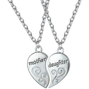 AURORA TRADE Mother Daughter Necklace, 2 Pcs Mom Necklace Heart Necklace Gifts for Mom from Daughter/Gift for Daughter from Mom