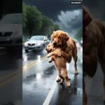 Mother Dog’s Brave Act to Save Her Injured Puppy 🐶❤️ #shorts