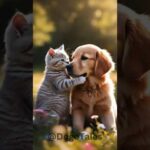 A Golden Retriever dog and Cat's Heartwarming Bond  #goldenretriever #animalfriendship #doglover