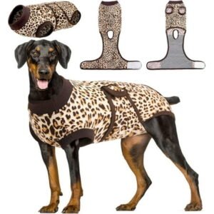 Kuoser Dog Surgical Recovery Suit, Recovery Suit for Female Male Dogs, Dog Onesie after Surgery, Brown, L