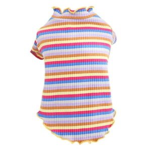 Duklien Pet Sweater Pet Dog Clothes Puppy Vest T-Shirt Shirt Cute Rainbow Pajamas Cat Winter (Multicolor)