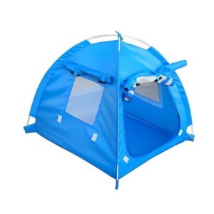 Outdoor Pet Tent Portable Folding Puppy Kennel Excursion Cage Oxford Cloth Nest Dog Cat House Playpen for Playing M/Blue