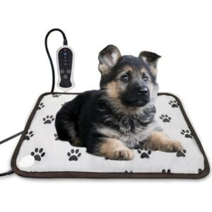 Daretodo 18×18 inch Dog Heating Pad for Pet Bed Indoor Waterproof Heated Pet Bed Mat,Electric Warming Pad for Puppies with Timer,Chew Resistant Cord,Easy Clean