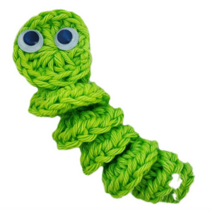 Qtmnekly Handmade Emotional Support Worry Worm Gift, Crochet Worry Worm Inspirational Cares , Cute Knitted Gift,Green