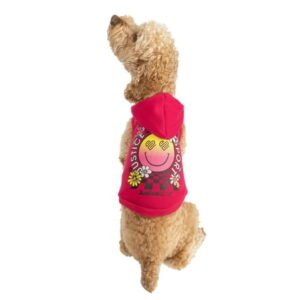 Justice Pet Polyester Printed Fleece Dog Hoodie, Pink, M