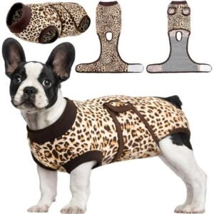 Kuoser Dog Surgical Recovery Suit, Recovery Suit for Female Male Dogs, Dog Onesie after Surgery, Brown, M
