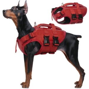 Kuoser Dog Life Jacket, Reflective and Adjustable Dog Life Vest for Small Medium Large Dogs Red, L