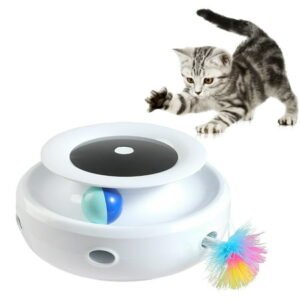 IWMango Cat Toys 2-in-1 Interactive Cat Toys for Indoor Cats, Cat Balls, Cat Mice Toy, Cat Entertainment Toys, Electric Cat Toy for Cats/Kittens, Dual Power Supplies, White