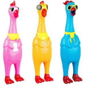 3pc Silly Screaming Chicken Set – Tactile Squeaky Chicken Squeeze Toy for Fun and Entertainment – Rubber Chickens That Squeak Screaming Chicken Toy Value Pack