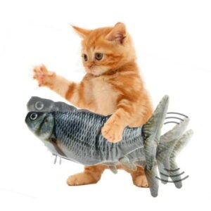 Cat-Flipping-n-Flopping-Fish-Toy-Realistic-Wiggling-Interactive-Automatic-Motion-Activate-Motorized-Plush-USB-w-Catnip-Pouch-2-Speeds