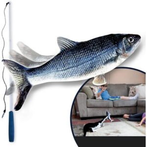 Ontel Flippity Fish Interactive Cat Toy with Catnip & Fishing Pole – Touch Activated, Rechargeable Pet Toy to Help Reduce Stress & Bad Behavior (Pack of 1) – As Seen On TV C48