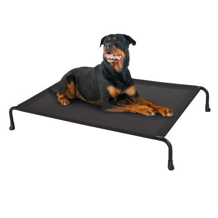 Veehoo Outdoor Elevated Dog Bed, Cooling Raised Pet Dog Cots with Washable Mesh, Large, Black