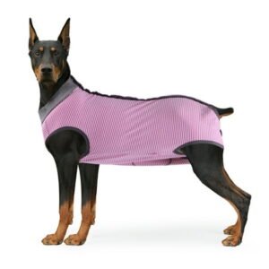 Dotoner Dog Recovery Suit Abdominal Wound Puppy Surgical Clothes Post-Operative Vest Pet After Surgery Wear Substitute E-Collar & Cone(L,Pink)