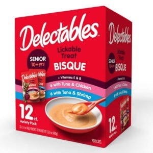 Hartz Delectables Bisque Lickable Wet Cat Treats for Senior Cats, Senior Variety 12 Countt