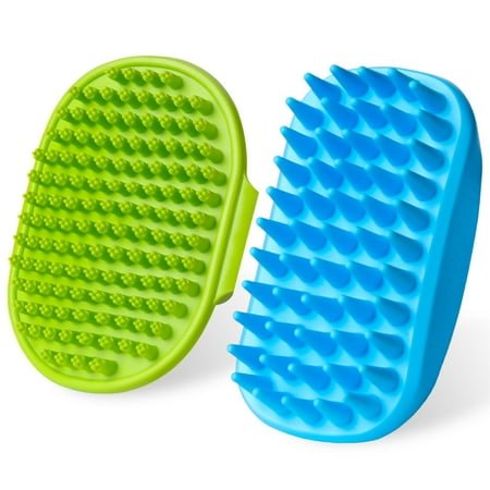 Yileqi 2PCS Dog Bath Brush | Dog Scrubber for Bath | Dog Shampoo Brush | Dog Washing Brush | Dog Shower Brush with Adjustable Handle,Suitable for Pets Deshedding, Washing, Massaging & Grooming