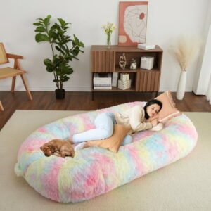 Garvee Human Sized Dog Bed for Adult People,71″x43.3″x10″ Large Dog Bed, Washable Giant Dog Bed for Pets and Kids,Anti Slip with Storage Pocket
