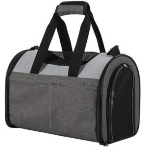 JESPET & GOOPAWS: Sport Airline Pet Carrier – Smoke Grey – 16″, Dogs Cats Up To 10lbs, Soft-Sided Collapsible Kennel, Airline Approved, Travel Handbag