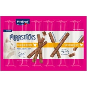 Vitakraft PurrSticks Cat Treat, Chicken Flavor, 4 Count Multi-Pack, 24 Individual Servings