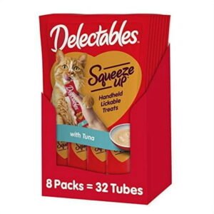 Hartz Delectables Squeeze Up Interactive Lickable Wet Cat Treats for Adult & Senior Cats, Tuna, 32 Count