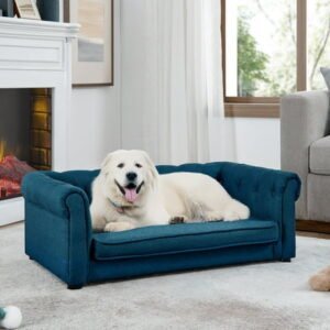 Aukfa Dog Beds for Medium and Large Dog, 33″ Elevated Pet Sofa Bed Support up to 200 lbs, Blue