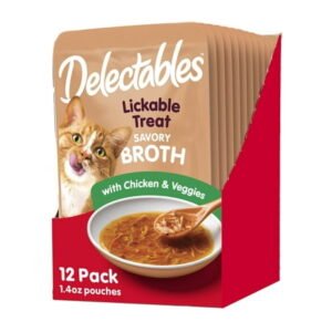 Hartz Delectables Savory Broths Chicken HYZ01 & Veggies Lickable Wet Cat Treats, 12 Count