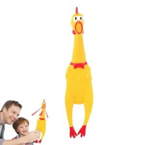 Screaming Chicken Toy, Yellow Rubber Squeaking Chicken Toy, Novelty and Durable Screaming Chicken Toy, for Kids, Adults, Dogs, Family Games (S)