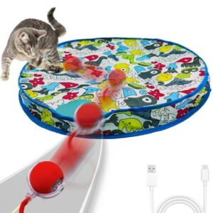 Cat Toys Rechargeable Electronic Pet Toy Ball Fast Rolling in Pouch Interactive Cat Toys for Indoor Cats