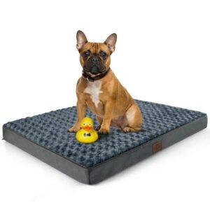 EMONIA Orthopedic Dog Bed , Dog Beds Large Sized Dog with Soft Rose Plush Removable Washable Cover, Egg Crate Foam Support and Non-Slip Bottom, Waterproof Pet Bed Mat 30 “x 20”