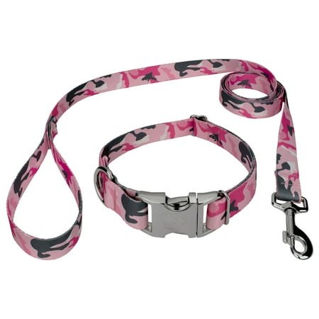 Country Brook Petz® Premium Pink and Grey Camo Dog Collar and Leash, Extra Large