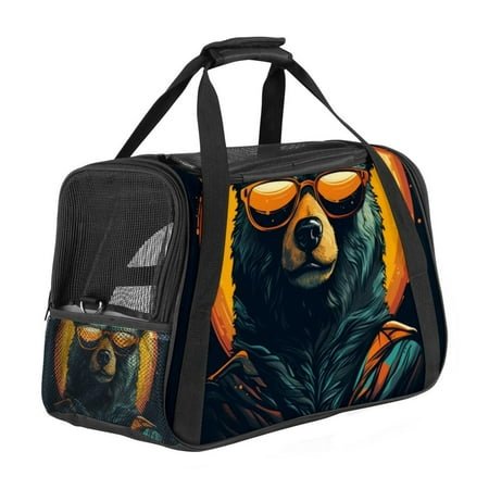 Xiong Fugu Sherpa Fabric Carrier Bag 900D Oxford Cloth Pet Travel Bag with Nylon Webbing – 17x10x11.8 Inches / 43x26x30 cm