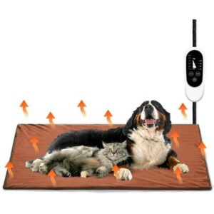 TURBRO Extra Large Pet Heating Pad, Electric Heated Dog Bed for Large Breeds, Temperature & Timer Controller, Anti-Bite Cord, Removable Outer Cover, for Indoor Use, MET Certified, 48’’x28’’