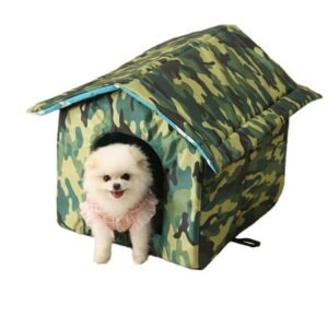 Bevtee Outdoor Cat House, Foldable Cat Bed Cave for Dog Puppy, Weatherproof, Waterproof, Brown, Large