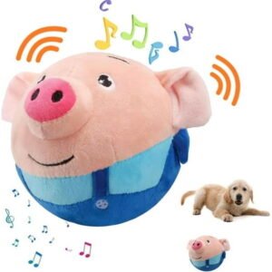 Interactive Dog Toys Pig, Active Moving Pet Plush Toy Interactive Dog Toys, Interactive Dog Toys with Recording and Music Modes, Rechargeable Moving Dog Chew Toys for Small/Medium/Large Dogs