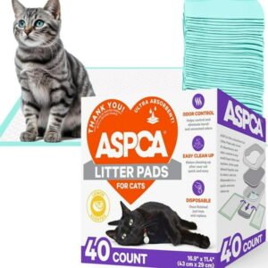 ASPCA Lemon Scented Cat Pad Refills for Litter Box System Size 16.9 x 11.4 Inch – Pack of 40