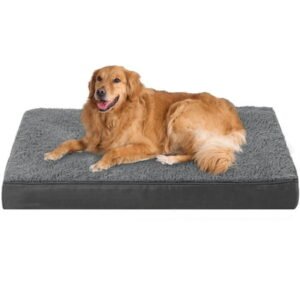 PayUSD Dog Bed for Extra Large Dogs, Big Orthopedic Dog Beds with Removable Washable Cover & Waterproof Lined, Egg Crate Foam Pet Bed Mats Suitable for Dogs Up to 100 lbs ( Dark Gery, 44″X32″X3″)