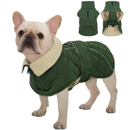 Kuoser Dog Coat Warm Dog Winter Jacket for Small Medium Large Dogs, Green, L