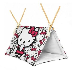 Hello Kitty Pet Tent Dog and Puppy Cat Tent Pile Bed Portable House with Thick Cushion Suitable for All Cats and Dogs