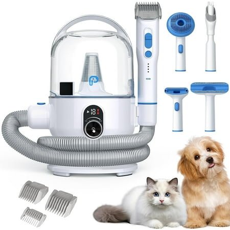 Juiluna Pet Grooming Vacuum Kit, 5 in-1 Pet Grooming Vacuum Suction 99% Pet Hair for Dogs Cats, 3L Large Capacity Dust Cup, Quiet Pet Vacuum Groomer for Shedding Pet Hair, Home Cleaning