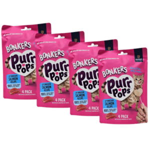 Bonkers Freeze Dried Lip Smackin’ Salmon Lollipop Purr Pops Cat Treats (Pack of 4)
