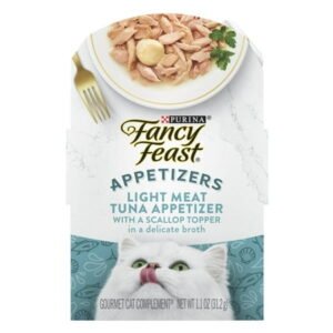 Purina Fancy Feast Appetizers Wet Cat Food, Tuna & Scallop in Broth, 1.1 oz Trays (10 Pack)