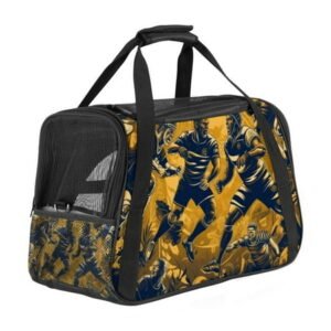 Football Sherpa Fabric Pet Carrier Bag with 900D Oxford Cloth Base and Nylon Webbing Strap, 17x10x11.8 inches – Ideal for Small Dogs and s