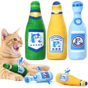 3Pcs Cat Catnip Crinkle Toys, Interactive Cat Kicker Toy with Catmint& Crinkle Material, Chew& Teething Toys for Small Cats, Indoor Kitten