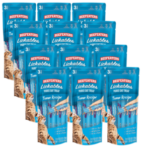 Beefeaters Lickables Tuna Puree Recipe Cat Treat, Lickable Squeezable No Sugar Added Wet Feline Treats for Snacks Rewards Training Treating Keep Animal Teeth Healthy & Strong 3ct Case of 12