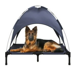 PETMAKER 36×30 Elevated Dog Bed with Canopy for Indoor/Outdoor Use (Blue)