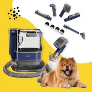 PROMOUNTS 7-Speed Detachable Corded Electric Clippers Set with Pet Grooming Vacuum, Dog Clippers, and Dog Brush