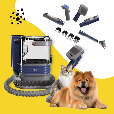 PROMOUNTS 7-Speed Detachable Corded Electric Clippers Set with Pet Grooming Vacuum, Dog Clippers, and Dog Brush