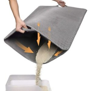 Cat Litter Mat Cat Litter Trapping Mat, Honeycomb Double Layer Design, Urine and Water Proof Material, Scatter Control, Less Waste，Easier to Clean,Washable