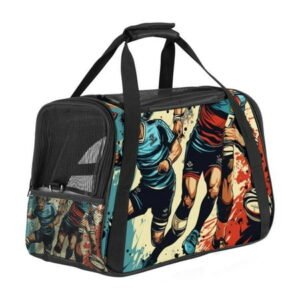 Football Dog Travel Bag – Durable 900D Oxford Cloth Pet Carrier with Sherpa Base and Nylon Webbing Handle – 17x10x11.8 in / 43x26x30 cm – Comfortable and Stylish Pet Tote for Small to Medium Pets