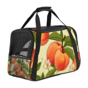 Peach Fabric 900D Oxford Cloth Dog Carrier with Sherpa Base and Nylon Webbing – 17x10x11.8 in – Pet Bag for Small Dogs or s – Durable and Comfortable Travel Carrier