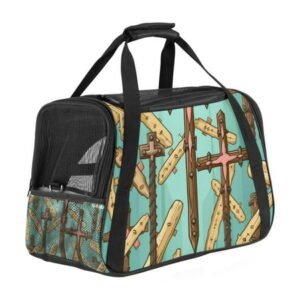 Cross Sherpa Fabric Pet Carrier Bag with 900D Oxford Cloth Base, Nylon Webbing, 17x10x11.8 Inches – Comfortable and Durable Travel Pet Bag for Small Dogs and s